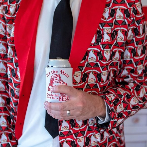 Christmas Santa Beer Can Cooler Stocking Stuffer Party Favor Gift for Men - Picture 5 of 9